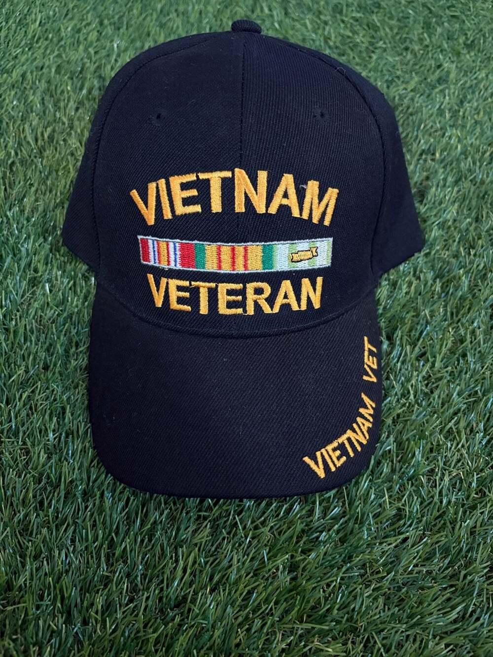 Vietnam Veteran Embroidered Baseball Cap with Military Ribbons - Picture 1 of 1